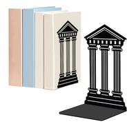 WADORN 1 Pair Roman Temples Metal Decorative Bookend for Shelves, Heavy Duty Book Ends Modern Non-Skid Books Holder Stand Black Book Support Stoppers for Desk Bookshelf Office Home, 5.3x4.3x7.8 Inch
