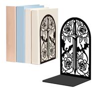 WADORN 1 Pair Sword Flying Dragon Metal Decorative Bookend for Shelves, Heavy Duty Book Ends Modern Non-Skid Books Holder Stand Black Book Support Stoppers for Desk Bookshelf Office, 5.3x4.3x7.8 Inch