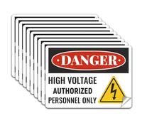 WADORN 10 Sheets 5 x7 Inch Danger High Voltage Stickers, Danger High Voltage Sign Electric Shock Hazard - Authorized Personnel Only Durable Stickers,Red, Black and White