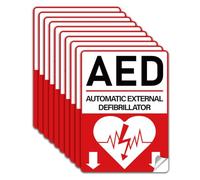 WADORN 10 Sheets AED Sign Sticker, Automatic External Defibrillator Decals Waterproof Self-Adhesive Vinyl Stickers AED Vinyl Labels for Hospital Subway Airport Public Places 7.08x5.12 Inch