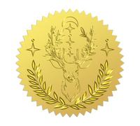 WADORN 100Pcs 2" Deer Gold Foil Seal Stickers, Deer Head Seals Embossed Foil Stickers Self Adhesive Deer Round Gold Labels for Invitation Cards Party Gift Sealing Envelopes