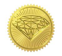 WADORN 100Pcs 2" Diamond Gold Foil Seal Stickers, Gold Diamond Seals Embossed Foil Stickers Self Adhesive Diamond Seals Sticker Round Gold Labels for Invitation Cards Party Gift Sealing Envelopes