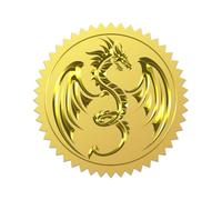 WADORN 100Pcs 2'' Dragon Embossed Gold Foil Seals, Self Adhensive Animal Round Gold Seals Sticker Labels Vintage Dragon Sticker for Envelopes Invitation Card Diplomas Awards Graduation