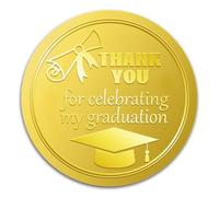 WADORN 100Pcs 2" Embossed Thank You for Celebrating My Graduation Gold Foil Seal Sticker, Celebrating Graduation Seals Decal Self Adhesive Congratulations Seal Stickers Round Labels for Graduation