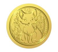 WADORN 100Pcs 2" Foxes Gold Foil Seal Stickers, Foxes Animal Seals Embossed Foil Stickers Self Adhesive Wildflowers Round Gold Labels for Invitation Cards Gift Sealing