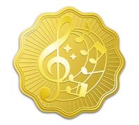 WADORN 100Pcs 2" Music Note Gold Foil Seal Stickers, Gold Musical Self Adhesive Embossed Foil Seal Decal Round Labels for Invitation Cards Party Gift Sealing Envelopes
