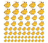 WADORN 100pcs 4 Sizes Mini Resin Bees Yellow Opaque Bee Decorations Tiny Resin Animals Charm for The Baby Shower Birthday Party Garden Table Cake Decoration Embellishments