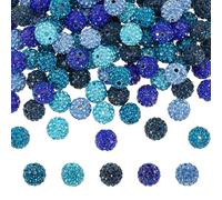 WADORN 100Pcs 5 Colors Blue Rhinestone Beads for Jewelry Making, 10mm Shiny Round Disco Ball Beads Bulk Mixed Color Rhinestone Resin Beads Charms for DIY Bracelet Necklace Earring Crafting