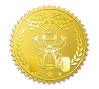 WADORN 100Pcs Award Medal Gold Foil Stickers, 2 Inch Car Race Gold Embossed Envelopes Seals Round Self Adhesive Certificate Seal Labels for DIY Crafts Tournaments Match Sports Competition Teams Adult