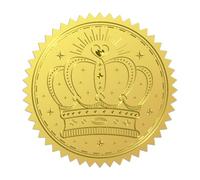 WADORN 100Pcs Crown Gold Foil Stickers, 2 Inch Crown Heart Gold Embossed Envelopes Seals Crowns Round Self Adhesive Embossed Seal Labels for DIY Crafts Wedding Party Invitations Greeting Card