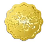 WADORN 100Pcs Daisy Gold Foil Stickers, 2 Inch Blooming Flowers Gold Embossed Envelopes Seals Round Self Adhesive Certificate Seal Labels for DIY Crafts Wedding Party Invitation Greeting Cards