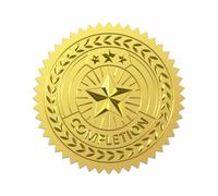 WADORN 100Pcs Five-Pointed Star Complete Sticker Gold Certificate Seal, Gold Foil Certificate Sticker Round Foil Self Adhesive Embossed Label for Wedding Invitations Certification Graduation Office