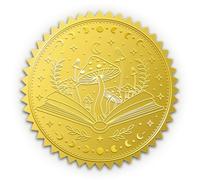 WADORN 100Pcs Magic Book Gold Embossed Envelope Seals, 2 Inch Mushrooms Adhesive Certificate Seals Stickers Round Embossed Foil Seals Labels for Birthday Wedding Invitations Envelopes Greeting Cards