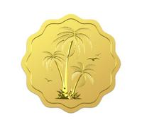 WADORN 100Pcs Palm Coconut Tree Gold Foil Stickers, 2 Inch Sunset Beach Gold Envelopes Seals Seagull Round Self Adhesive Embossed Seal Labels for Wedding Award Invitations Cards Gift Wrapping Making