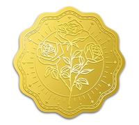 WADORN 100Pcs Rose Gold Embossed Envelope Seals, 2 Inch Adhesive Flower Certificate Seals Stickers Vintage Round Embossed Foil Seals Labels for Wedding Invitations Greeting Cards Valentine's Day