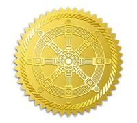 WADORN 100Pcs Rudder Gold Foil Stickers, 2 Inch Sailing Boat Rudder Gold Embossed Envelopes Seals Round Self Adhesive Certificate Seal Labels for DIY Crafts Sea Ocean Party Invitation Greeting Cards
