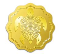 WADORN 100Pcs Sea Turtle Gold Foil Stickers, 2 Inch Ocean Turtle Gold Embossed Envelopes Seals Round Self Adhesive Certificate Seal Labels for DIY Sea Ocean Party Invitation Greeting Gift Cards