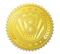 WADORN 100Pcs Third Place Medal Gold Foil Stickers, 2 Inch 3rd Place Gold Embossed Envelopes Seals Round Self Adhesive Certificate Seal Labels for DIY Crafts Cards Game Contests Sports Competitions