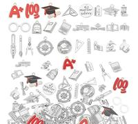 WADORN 102Pcs 39 Styles Teacher Enamel Charms for Jewelry Making, Book Ruler Pencil Tibetan Charms Cute Schoolbag Student Pendants for DIY Necklace Bracelet Earring Craft Back To School Accessory
