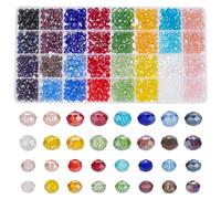 WADORN 1040pcs Crystal Glass Beads, 32 Colors 6/8mm Bulk Faceted Bicone Crystal Beads for Jewelry Making 6/8mm Loose Glass Spacer Beads for DIY Craft Bracelet Necklace Earring Rings Beading Project
