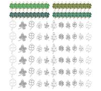 WADORN 106Pcs 5 Colors Four Leaf Clover Charms for St. Patrick’s Day, Enamel & Metal Clover Shaped Charm Lucky Four Leaf Pendants Bulk for DIY Jewelry Making Earring Bracelet Necklace Crafts Supplies