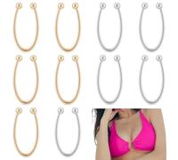 WADORN 10Pcs 2 Colors Bikini Closure Platinum & Light Gold Metal Buckle U Shape Ring Connector Replacement Clasp Bikini Pins Clips Hook for Women Swimsuit Lingerie Underwear Sewing Decor Accessory