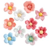 WADORN 10Pcs 3D Flower Ceramic Tiles, Colorful Ceramic Mosaic Flower Tile Handmade Porcelain Floral for Living Room Dining Table Office Home Floral Decor Art Crafts Plate Vases Cups Making Supplies