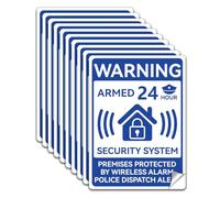 WADORN 10Pcs Alarm Security System Sticker, Alarm Warning Sign Decals Warning Alert Sticker 24h Protection Warning Sign Waterproof Self-Adhesive Vinyl Decal for Home Business 7.08x5.12 Inch