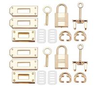 WADORN 10Pcs Alloy Bag Lock Clasp Set, Purse Closure Hardware DIY Bag Making Lock Fastener D Ring Chain Connector Accessories for DIY Leather Crafts Shoulder Bag Repair Replacement