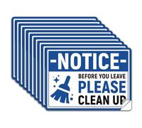 WADORN 10Pcs Before You Leave Please Clean Up Sign Sticker, PVC Waterproof Please Clean up After Yourself Warning Stickers Decal for Office Business Self Adhesive Sign for Indoor Outdoor, 5.1x7.1 Inch