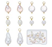 WADORN 10Pcs Freshwater Pearl Pendants 5 Style Natural Cultured Irregular Pearl Beads Charms with Brass Loops Findings for Dangle Earrings Necklace Bracelet Jewelry Making Craft Supplies