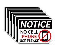 WADORN 10Pcs Notice No Cell Phone Use Please Sign Sticker, PVC Waterproof No Cell Phones Warning Stickers Decal for Office Business Classroom Self Adhesive Sign for Indoor Outdoor, 5.1x7.1 Inch