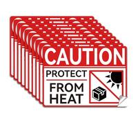WADORN 10Pcs Protect from Heat Label Decal Sticker, PVC Caution Shipping Waterproof Warning Sign Sticker Package Vinyl Adhesive Safety Decal for International Shipping Package Boxes, 7.1x5.1 Inch