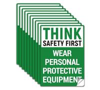 WADORN 10Pcs PVC Think Safety First Wear Personal Protective Equipment Sign Sticker, 7x5.1 Inch Self Adhesive Safety First Label Wear Personal Protective Equipment Sticker for Workplace Outdoor