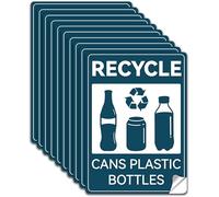 WADORN 10Pcs Recycle Cans Plastic Bottles Stickers, Waterproof Recycle Stickers Fade-Resistant Recycling Labels Recycle Sign Self-Adhesive Vinyl Decals for Business School Public Area 7.08x5.12 Inch