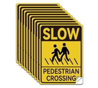 WADORN 10Pcs Slow - Pedestrian Crossing Sign Sticker, PVC Waterproof Slow Down Pedestrian Warning Stickers Decal for Road Business Self Adhesive Sign for Indoor Outdoor, 5.1x7.1 Inch