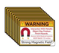 WADORN 10Pcs Strong Magnetic Field Warning Label Decal Sticker, PVC Warning Magnetic Field Waterproof Sign Sticker Magnetic Vinyl Danger Self Adhesive Decal for Magnetic Area Workplace, 7.1x5.1 Inch