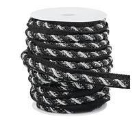 WADORN 12.5m Twist Lip Cord Trim, 17mm Polyester Upholstery Trim Cord Rope Ribbon Basic Handmade Cord Trim for Costume DIY Crafts Decoration Upholstery Curtain Tieback, Black
