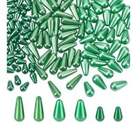 WADORN 120Pcs 3 Sizes Green Plastic Teardrop Imitation Pearl Beads, ABS Plastic Teardrop Shape Faux Pearl Loose Waterdrop Beads Bulk for Bracelet Neckace Earring Jewelry Crafts St Patrick's Day