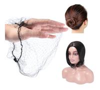 WADORN 120Pcs Invisible Nylon Hair Nets for Long Hair Black Elastic Mesh Wig Caps Circular Hairnets 4.33-17.72 Inch for Women Men Wigs Ballet Dance Buns Food Service Workers Halloween Costume Decor