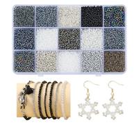 WADORN 12900Pcs 15 Styles Black Glass Seed Beads, 1.5-2mm Small Pony Colorful Tiny Mini Round Spacer Loose Beads Bulk for DIY Pendant Bracelet Neckace Earring Jewelry DIY Craft Projects
