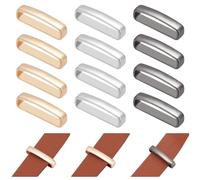 WADORN 12Pcs Metal Belt Loop Keeper Buckles, 3 Colors Men's Belt Buckles 22mm Alloy Rectangle Loop Ring Adjuster Webbing Strap End Fastener Backpack Strap Leather Craft Making Accessories