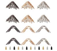 WADORN 12pcs Metal Book Corner Protector, 6 Styles Vintage Box Edge Cover Guard Edge Cover Angle Protector Triangle Decorative Trim Albums Menus Folder for Scrapbooks Notebooks Jewelry Case Furniture