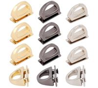 WADORN 12pcs Metal D-Ring Bag Connector Multi-Purpose Chain Link Clip Buckles Purse Suspension Clasps Strap Lanyard Hooks Hardware for Thinner Leathers DIY Leather Craft Bag Belts Making