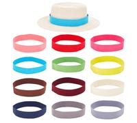 WADORN 12pcs Stretchable Hat Band Ribbon, Polyester Hat Ribbon for Replacement, 23.62 Inch Long, 12 Colors Set for Panama Hat, Western Cowboy Hat, DIY Hat Accessories, Mixed Color, 1 Count (Pack of