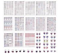 WADORN 13 Sheets Water Eye Stickers Paper Doll Eyes Stickers Self Adhesive Googly Eyes Doll Face Water Transfer Decals Set for Crafts Clay Dolls Resin Projects Scrapbooking Halloween Christmas Decor