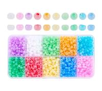 WADORN 1300Pcs Colorful Glass Seed Beads 10 Colors 6/0 Bulk Small Craft Charms 4mm Imitation Cat Eye Spacer Friendship Waist Beads for DIY Bracelet Jewelry Making Summer Seaside Beading Weaving
