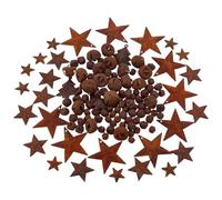 WADORN 136Pcs Rusty Jingle Bells Kit, Includes 90 Mixed Size Retro Rusty Bells 30 Rustic Iron Star and 6 Rusty Iron Christmas Tree for Christmas Holiday Home Farmhouse Party Decor DIY Craft