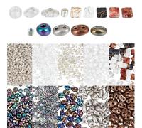 WADORN 137G 14 Styles Czech Glass Seed Beads, Mixed Colors Rectangle Glass Seed Beads 2 Hole Seed Bead Bulk Loose Spacer Round Bead Set for Jewelry Making DIY Bracelet Crafts Supplies
