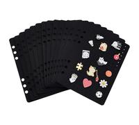 WADORN 14pcs Soft Cloth Enamel Pin Display Book Classic Black Brooch Collection Organizer with Rectangular Pages for Travel Exhibitions Halloween Graduation Christmas Birthday Wedding Souvenir Display
